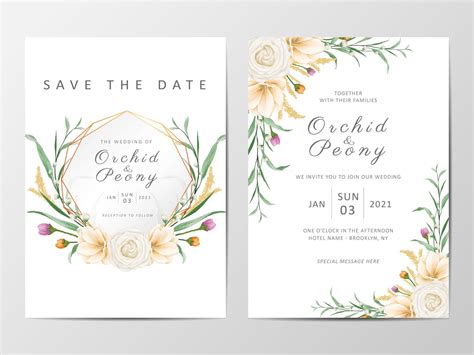 Romantic floral wedding invitation cards template set 673311 Vector Art ...