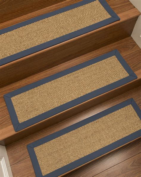 NaturalAreaRugs Handcrafted Capri Sisal Carpet Stair Treads Marine, 9 ...