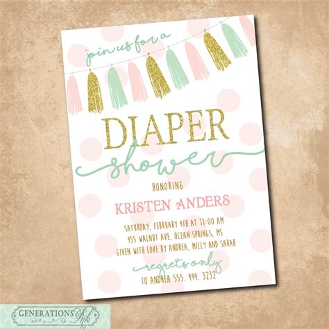 Diaper Shower Invitation/DIGITAL FILE/printable/wording can be