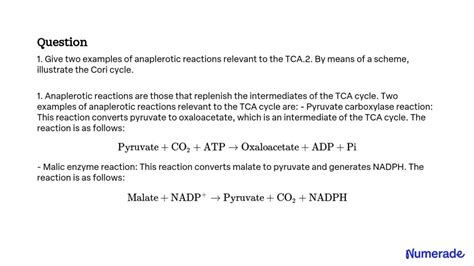 SOLVED: 1. Give two examples of anaplerotic reactions relevant to the ...