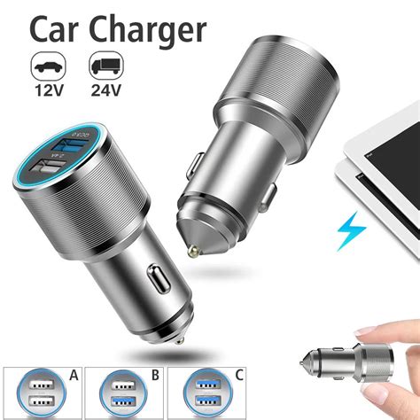 Car Fast Charge QC 3.0 12V 24V Aluminum Alloy Dual USB Car Mounted ...