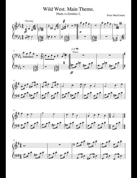 Wild West Main Theme sheet music for Piano download free in PDF or MIDI