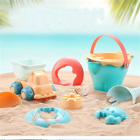 7 17pcs Soft Baby Beach Toys Bath Play Set With Bucket Sand Tool Model ...