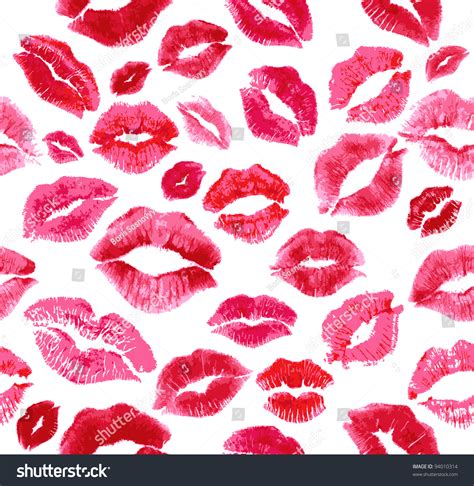 Vector Seamless Background. Lips Prints - 94010314 : Shutterstock