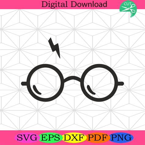 the harry potter glasses svg file is shown in black and white, on a ...