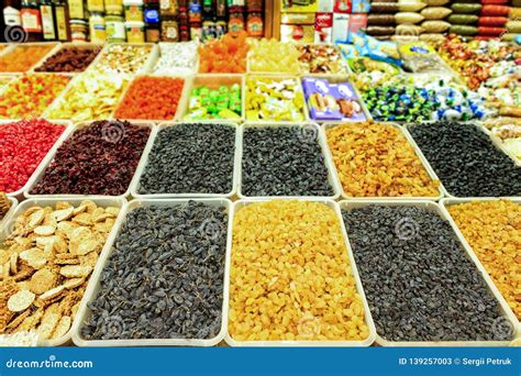 Different Types and Varieties of Raisins in Trays for Sale in the ...