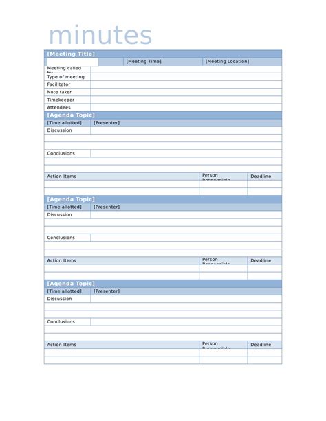 Download a Meeting Minutes Template - FormFactory