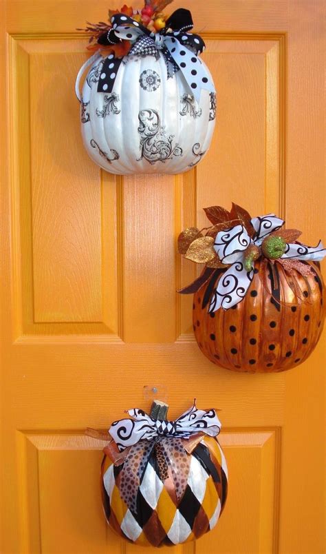 Cut foam pumpkins in half, decorate, & hang | Halloween crafts ...