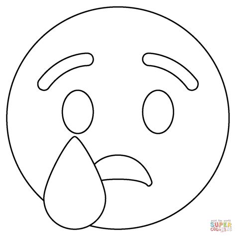 Coloriage - Emoji visage qui pleure | Coloriages à imprimer gratuits