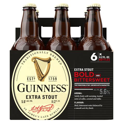 Guinness Extra Stout Beer 6 pk Bottles - Shop Beer at H-E-B