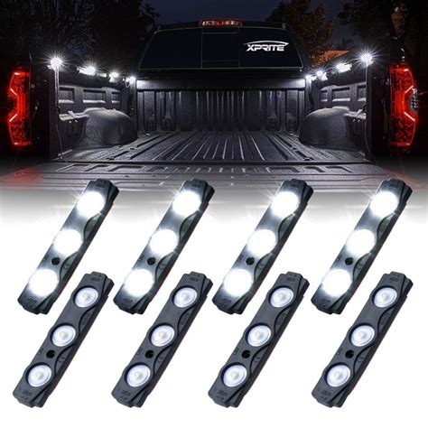 Xprite 8PC Waterproof Pickup Truck Bed Light 24 LED Pod Kit Strip White ...