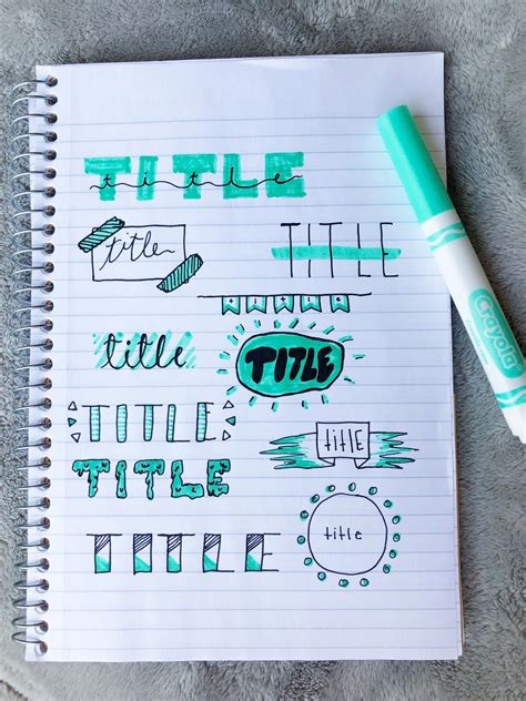 Title ideas, teal, bullet journal ideas, bujo, title and header ideas # ...