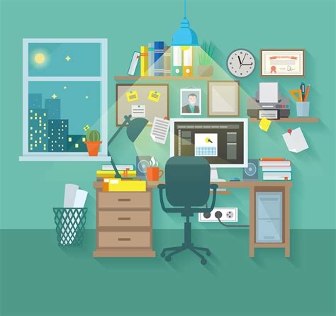 Workspace In Room 462663 Vector Art at Vecteezy