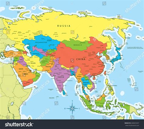 Asia Map With Countries And Capitals