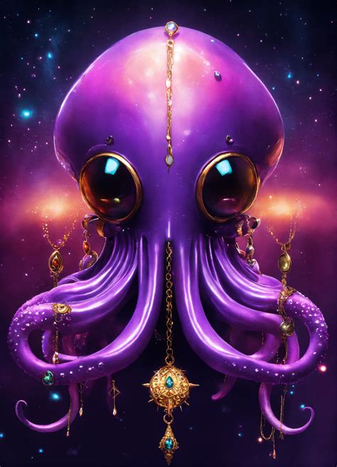 Lexica - Purple psychic space squid with jewelry