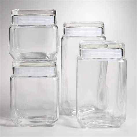 Square Glass Food Storage Jars - Glass Designs