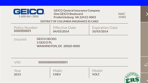 Template Printable Geico Insurance Card