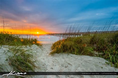 Jacksonville Beach entrance to the beach at sunrise | Royal Stock Photo