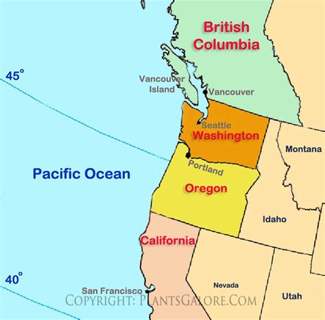 Types: Map of United States Pacific Northwest Region - Ornamental Plant ...