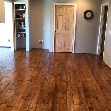 Minwax Early American stain on Pine. Solid Hardwood flooring in Kitchen ...