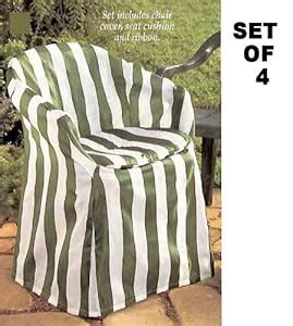 Amazon.com : Outdoor Chair Covers with Pads (Green Stripe-Decorative ...