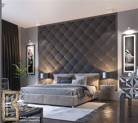 charcoal quilted bedroom feature modern accent wall ideas | Interior ...