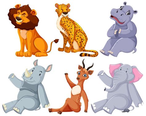 Set of zoo animal sitting 1235566 Vector Art at Vecteezy