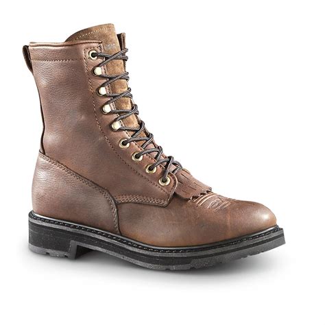 Guide Gear Men's 9" Kiltie Leather Work Boots - 607622, Work Boots at ...