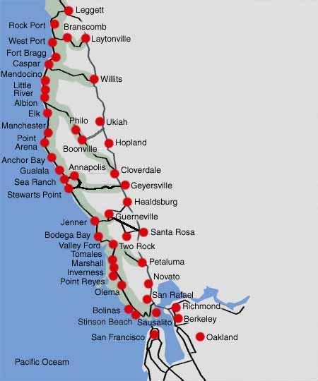 Map Of Northern California Beaches | Scenic Drive Along The Northern ...