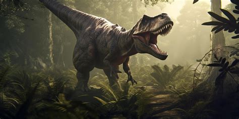 King of the Prehistoric Realm Realistic Illustration of Tyrannosaurus ...