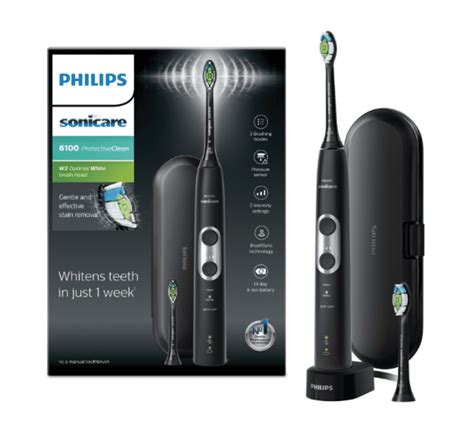 Philips Sonicare ProtectiveClean 6100 Sonic Electric Toothbrush Black ...