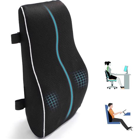 Qutool Ergonomic Backrests Black Lumbar Support Pillow for Office Chair ...