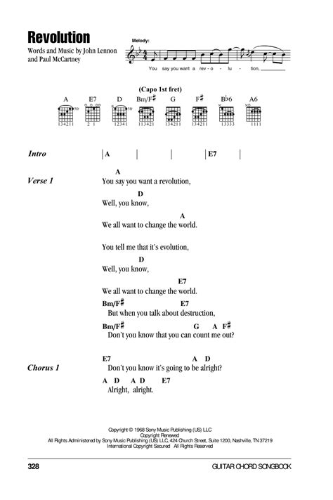 Revolution by The Beatles - Guitar Chords/Lyrics - Guitar Instructor