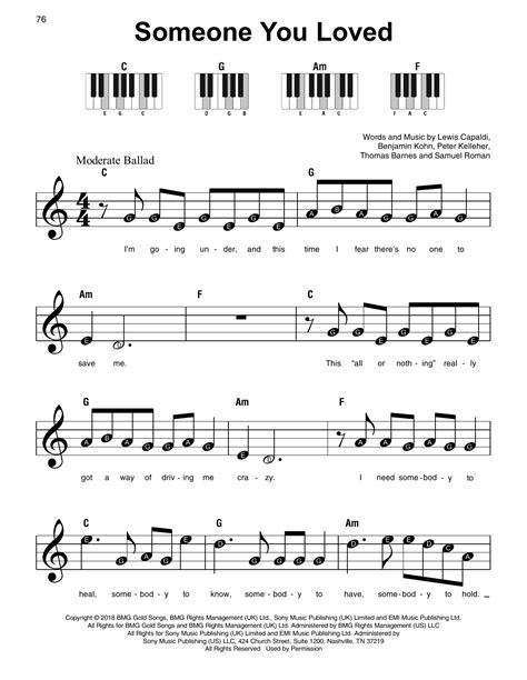 Lewis Capaldi - Someone You Loved sheet music