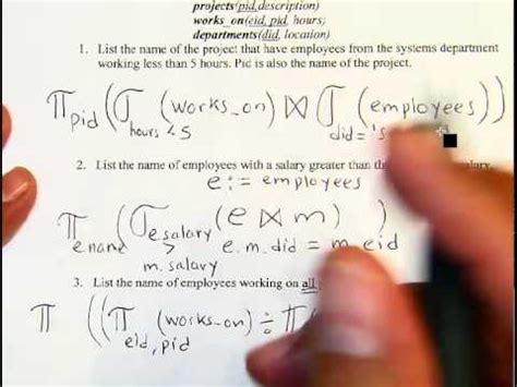 Relational Algebra Exercises - YouTube