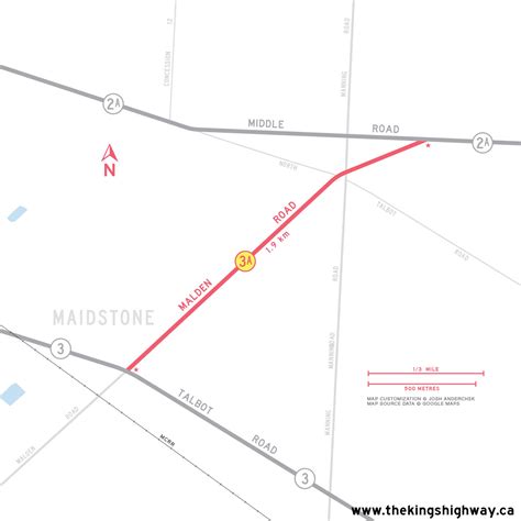 Ontario Highway 3A Maidstone Route Map - The King's Highways of Ontario