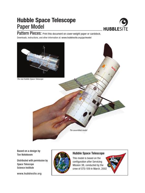 Hubble Space Telescope Paper Model NASA Pattern | Hubble Space ...