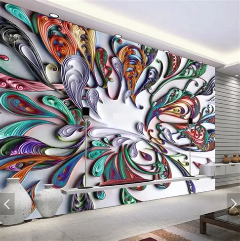 3D European Abstract Colorful Flower Mural Wallpaper Creative Wall Art ...