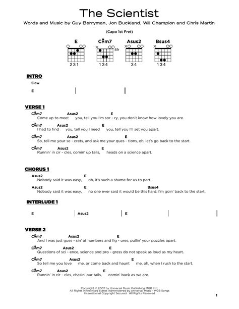 The Scientist Guitar Chords