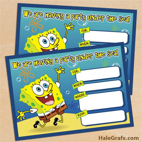 FREE Printable Spongebob Squarepants Birthday Invitation