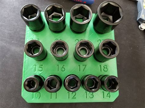 3D printed socket organizer for harbor freight metric impact set : Tools