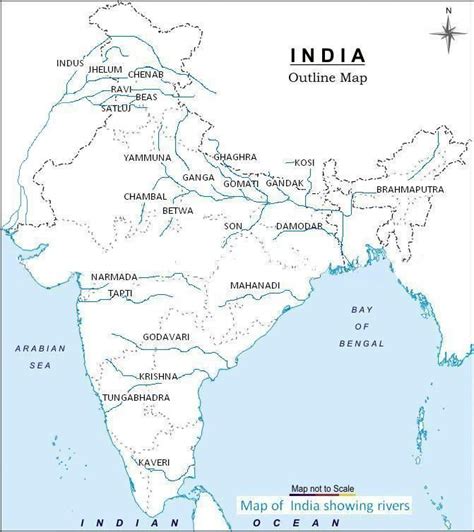 Map of India with Rivers