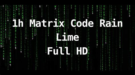 1h Matrix Code Rain | Digital Rain Animation | Screensaver | Lime ...