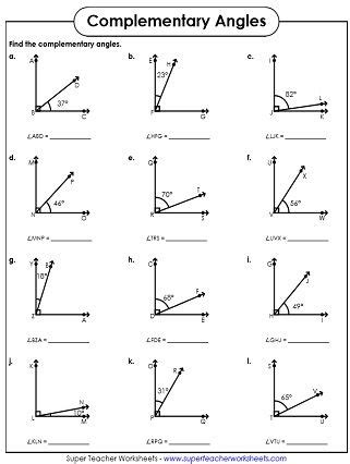 Complementary Angles Worksheet in 2020