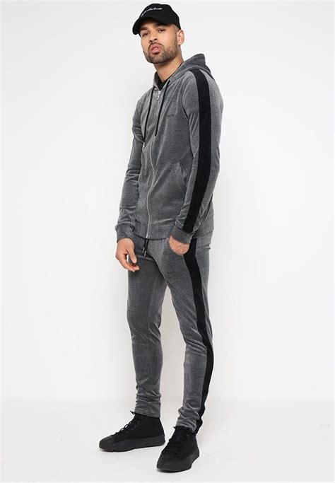 Velour MDV Tracksuit Bottoms - Grey/Black | Mens casual outfits, Mens ...