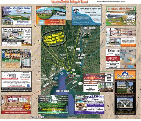 Lake St. Clair Guide Magazine | Map of Lake St Clair Rentals 1200