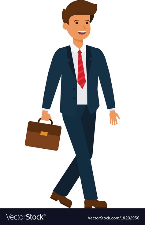 Businessman going to work cartoon flat Royalty Free Vector