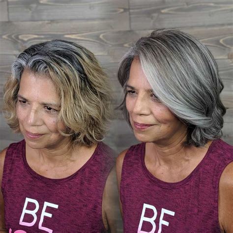 5 Ideas for Blending Gray Hair with Highlights and Lowlights | Gray ...