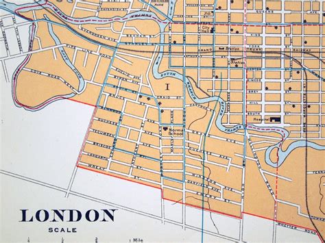 1915 Antique City Map of London Ontario Canada