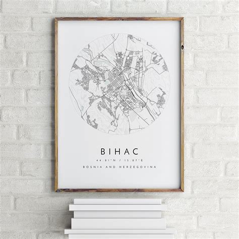 Bihac Map Bihac Bosnia and Herzegovina City Map Home Town - Etsy